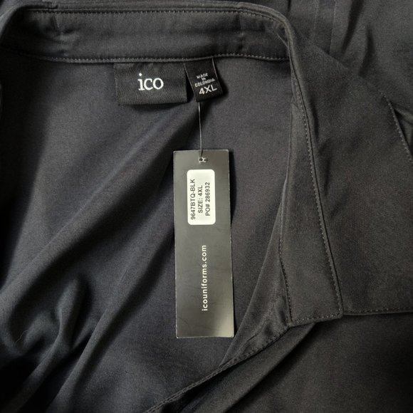 NWT ICO sz 4XL black button up performance / uniform shirt - Picture 2 of 2